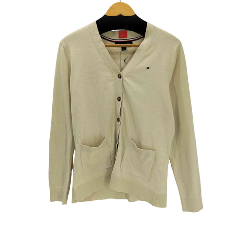 トミーヒルフィガー TOMMY HILFIGER ロゴ 刺繍 コットン ニット カーディガン レディース import:M